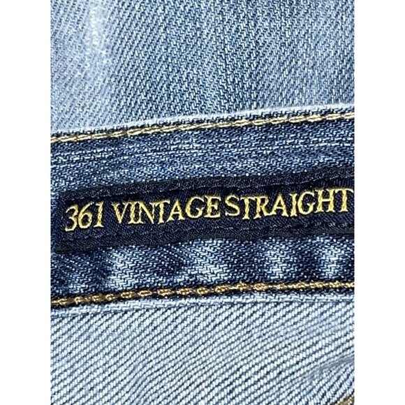 Lucky Brand 361 Vintage Jeans Mens 34X34 Straight Cut Factory Distressed - Picture 10 of 11